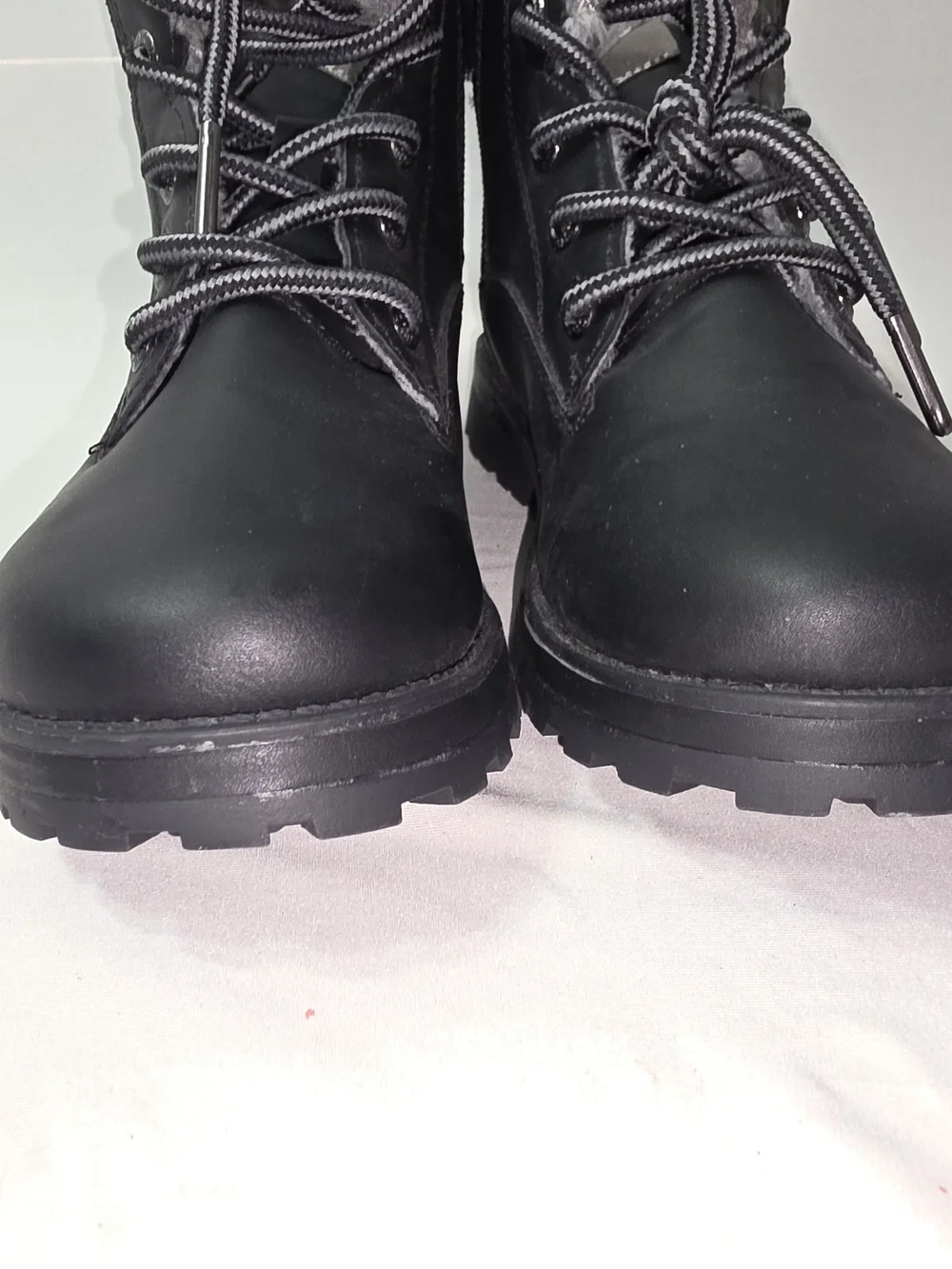 Nautica Kids Black Faux Fur Lace-Up & Zip Winter Boots